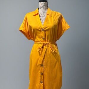 Nine West Yellow Button Down Cotton Blend Dress NWT Sz XL